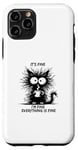 Coque pour iPhone 11 Pro Cute Black Cat It's Fine I'm Fine Everything Is Fine Funny