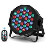 36 Par Led Projecteur Lumière disco RGB DMX512 avec télécommande Auto/Son/Maître-d'esclave Éclairage de scène pour DJ Fête Bar bande mariage Halloween Noël