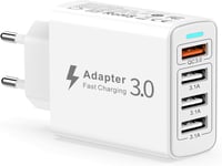 Chargeur UsbMultiple,Prise UsbMultiple 4 Ports 33W Chargeur Rapide Usb Qc3.0 ChargeurMulti Usb Adaptateur Secteur Usb Chargeur Telephone Pour Iphone 14 13 12 11 XrX8 7 6,Ipad,Samsung S23 S22 S21