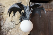 766.5042  LUSTRE LUMINAIRE LAMPE APPLIQUE GM  DRAGON  NOIR  HEROIC FANTASY  42CM