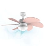 Cecotec Ventilateur de plafond EnergySilence 3600 Vision Nude. 50 W, diamètre 92 cm, lampe, 3 vitesses, 6 pales réversibles, fonction été/hiver, interrupteur de chaîne, blanc/nude