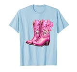 Cowgirl Boots Pink Baby Bow Preppy y2k Coquette T-Shirt