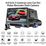 Dashcam pour voiture 3 cameras , Full HD, 1080P, double objectif, ecran LCD de 4.0 pouces, avec vue arriere a 170 degres