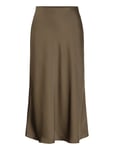 Lauren Ralph Lauren Satin Charmeuse Midi Skirt Khaki Green