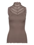 Silk Top W/ Lace Brown Rosemunde