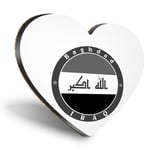 Heart MDF Coasters - BW - Iraq Baghdad Flag Travel Stamp  #40264