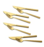 ECHTWERK set de couverts à pizza, set de couverts à steak, set de table 8 pièces pour max. 4 personnes, avec 4 couteaux à pizza et 4 fourchettes à pizza en acier inoxydable, Gold Edition, EW-PK-2207G