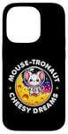 Coque pour iPhone 14 Pro Souris Astronaute Cheesy Dreams Cute Kawaii Moon Space Graphic