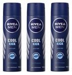 Nivea Men Anti Perspirant Deodorant Spray Cool Kick 150ml x 3