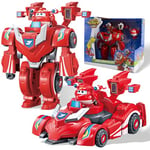 Super Wings Super Robot Suit Jett, Figurine Transformable de 18 cm Environ, Costume de Robot 2 en 1 et Super Voiture, Jouet Enfant 3 4 5 6 7 8 9 10 Ans Garcon Fille