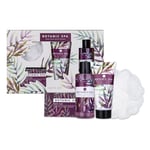 accentra - coffret cadeau 4 pièces - coffret de bain cadeau avec lotion pour le corps, sel de bain, gel douche et éponge en maille - coffret bien-être pour femmes et filles lors d'occasions spéciales