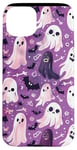 Coque pour iPhone 15 Plus Violet Pop Art Géométrique Mignon Fantôme Spooky Pastel Goth Rétro