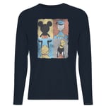 Disney Donald Duck Mickey Mouse Pluto Goofy Tiles Men's Long Sleeve T-Shirt - Navy - XXL - Navy