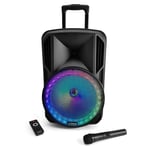 Enceinte sono portable batterie 700W - 12" à LED RGB - USB/ MICRO SD/BT/FM + Micro VHF + Tél