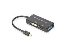 DIGITUS Adaptateur Graphique Mini DisplayPort – mDP vers DVI-D + HDMI Type A + VGA – 4K Ultra HD 60Hz – Noir