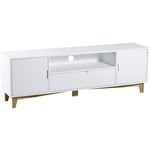 Meuble tv coloris Blanc - longueur 160 x profondeur 35 x hauteur 42 cm Pegane