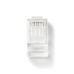 RJ45-kontakt | RJ45 Pass Through | Strandad UTP CAT5 | Rak | Guldplaterad | 10 st. | PVC | Transparent | Låda