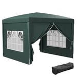 Outsunny Tonnelle Tente de réception Barnum Pop-up Pliant 3 x 3 m 4 parois Amovibles + Sac de Transport Vert