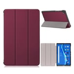 Lenovo Tab M10 FHD Plus simple tri-fold leather case - Wine Red