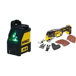 DEWALT 2-Way Self Levelling Cross Line Green Beam Laser with Carry Case DW088CG & DCS355N-XJ 18V Li-Ion Cordless Brushless Oscillating Multi-Tool