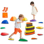 VEVOR Pierres d'Équilibre Enfants, 12PCS, Parcours Motricité Obstacles Sensoriels Antidérapants Tout-petits, Charge 100 kg, Jeu Coordination pour Enfant Âges 3, 4, 5, 6, 7, 8 Ans et Plus, Triangulaire