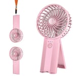 Wastou Handheld Fan, Portable USB Rechargeable Mini Fan, Silent Small Personal Hand Fan, Battery Operated Powerful 4 Speeds Quiet Table Desk Cooling Fan for Bedroom Office Travel (Pink)