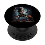 Troll Scarecrow in a Haunted House Halloween PopSockets Adhesive PopGrip