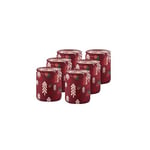Bolsius - Lot de 6 bougies parfumées en verre avec impression - Rouge - 23 heures de combustion - Épices d'hiver - Décoration de Noël - Sans huile de palme