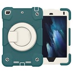 Case for iPad 7.9 Inch Compatible with iPad Mini 5/4 Generation Heavy Duty Shockproof Protective Case with 360° Rotating Stand and Shoulder Strap, Dark Green