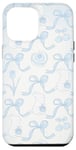 Coque pour iPhone 12 Pro Max Esthétique Bleu Clair Nœud Coquette Fleur & Lapin Cute Girl