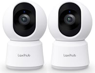 LAXIHUB 2K Indoor Camera 2 Pack,Pet Dog Camera with App,Puppy Cam,360° Mode,Wifi