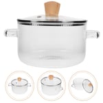 Glass Stockpot Kitchen Noodle Pot Double Handle Cooking Pot Glass Cookware