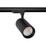 Spot LED New Mallet Dimmable 20W Noir No Flicker (UGR 15) pour Rail Monophasé Blanc Chaud 3000K - 3500K