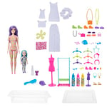 BARBIE BRAND Barbie Coffret Mode Tie-Dye Color Reveal avec 2 Poupées Mannequins, Animal de Compagnie et Accessoires de Mode Personnalisables, Jouet Enfant, Dès 3 Ans, HCD29