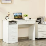 White Computer Desk Side Drawers for Home Office Study Table Writing Workstation