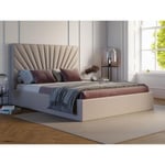 Lit coffre 140 x 190 cm - Tissu - Beige - RILIODA de Pascal Morabito