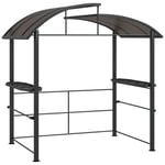 Outsunny Grill Paviljong Flamskydd Tak BBQ Pavilion 2 Hyllor UV-skydd Pergola Trädgård Balkong Stål PC Mörkgrå 240x150x230cm |