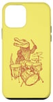 Coque pour iPhone 12 mini Crocodile jouant de la batterie en forme de crocodile, percussion, reptile