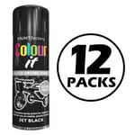 12X Black Gloss Spray Paint Aerosol Auto Car Lacquer Wood Metal 250ml