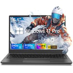 PC portable,Intel Celeron N5095(4C/4T,Jusqu'à 2,9 GHz),24Go RAM DDR4 512Go SSD,Windows 11PRO,WiFi5,Ordinateur Portable,AZERTY