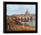 Kunst für Alle 'Encadré Image de Bernardo Bellotto Dresde Le elbufer sous Le Pont Auguste, Droit Impression d'art dans Le Cadre de Haute qualité Photos Fait Main, 40 x 30 cm, Noir Mat