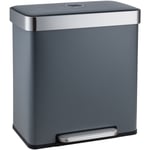 Svita - LT2X30 Poubelle 60l poubelle à pédale 2 compartiments avec couvercle gris