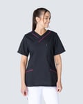 Almedahls Svart/Cerise V-bluse Dame Sort. XXXL