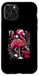 Coque pour iPhone 11 Pro Fa LaLa Mingo Flamingo Sapin de Noël Tropical Christmas Lights