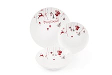 Excelsa Noël Service de Table Blanc% 2F Chine Rouge Lot de 18 Pièces