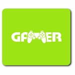 Computer Mouse Mat - Green Gamer Computer Gaming Sign Office Gift #16192