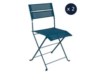 2 chaises de jardin pliante Latitude Monochrome Bleu acapulco - Fermob