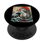 Catzilla Cat Art japonais Cadeau amusant pour homme, femme, enfant PopSockets PopGrip Adhésif