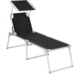 Chaise longue, Bain de soleil, Transat de relaxation, Chaise de jardin pliable, grand modèle - Noir GCB26BK