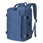 Leyrica Sac a Dos 40x20x25 pour Ryanair/Wizzair, Bagage Cabine Sac à Dos Voyage Avion Bagage à Main Sac d’école Sac de Travail Valise Cabine Sac Weekend (Bleu)